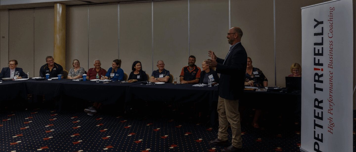 Peter Triffely coaching a group of Business Professionals